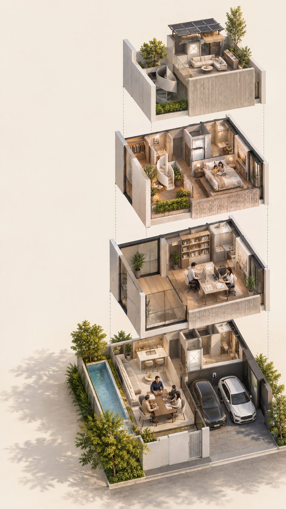 Exploded view of the four floors of Canvas Rama 9